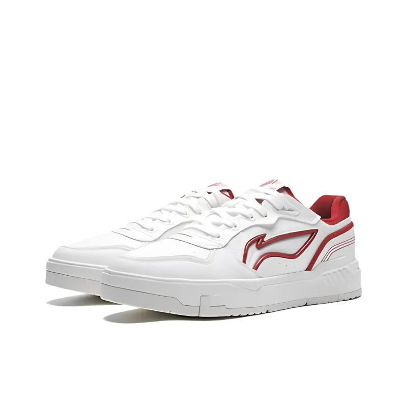 LiNing Qingchao Anti Slip Wear Resistant Low Top Skateboard Shoes Men's White Red-2