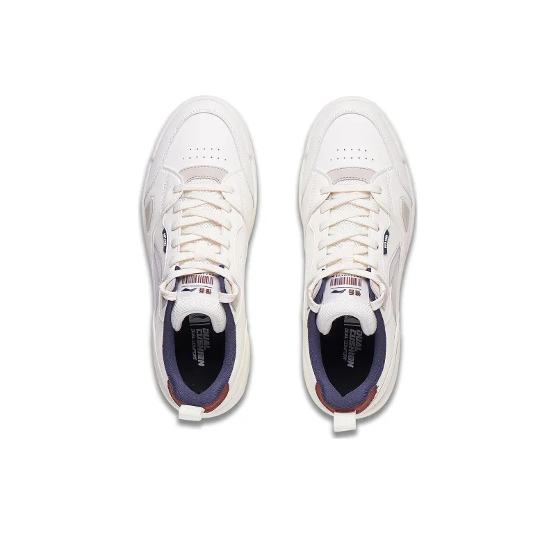 LiNing Common 80s Wear resistant And Lightweight Low Top Skateboard Shoes Men's White-3