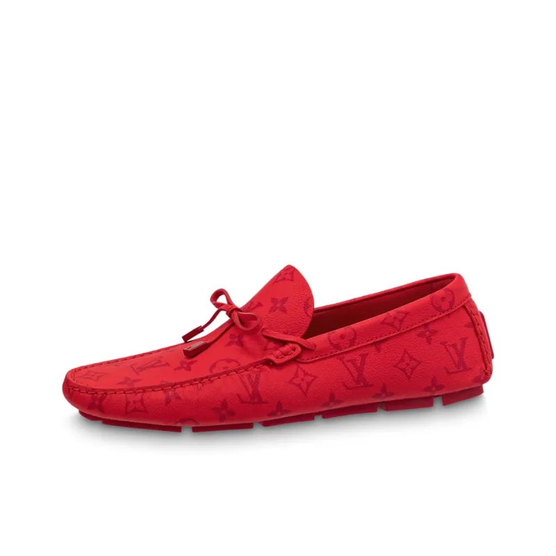 LOUIS VUITTON Driver Moccasin Shoes 'Red Monogram'-0