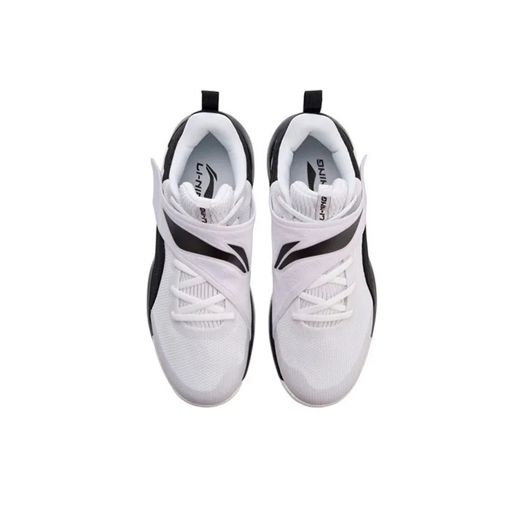 LiNing YuShuai 12 Non slip Lightweight Mid Top Basketball Shoes Men's Black White-3