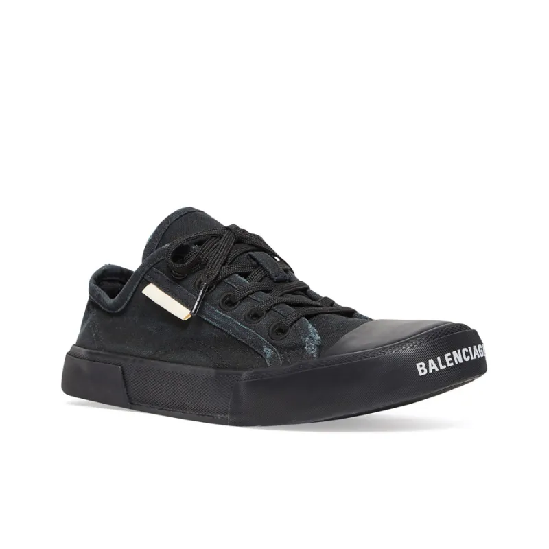 Balenciaga Paris Low Top Sneakers 'Black Destroyed Cotton And Black Rubber'-2