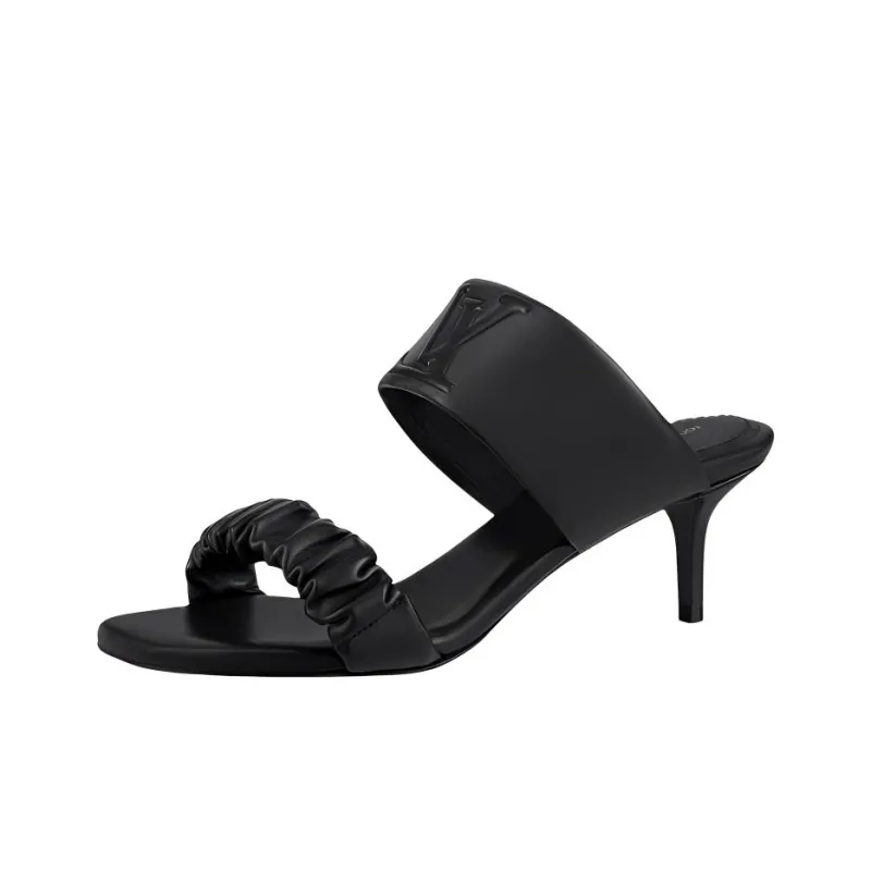 LOUIS VUITTON Drapy Mule Odor Resistant Slide Slippers Women's Black-0