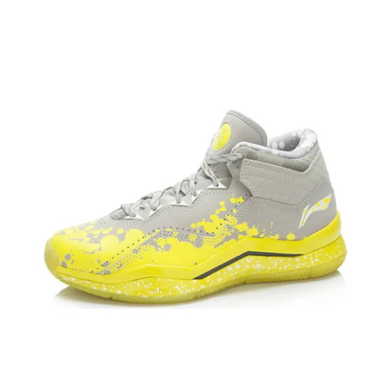 LiNing WOW 3 Way Of Wade 3 Lemon Drop Mid Top Basketball Shoes Men's Gray Yellow-1