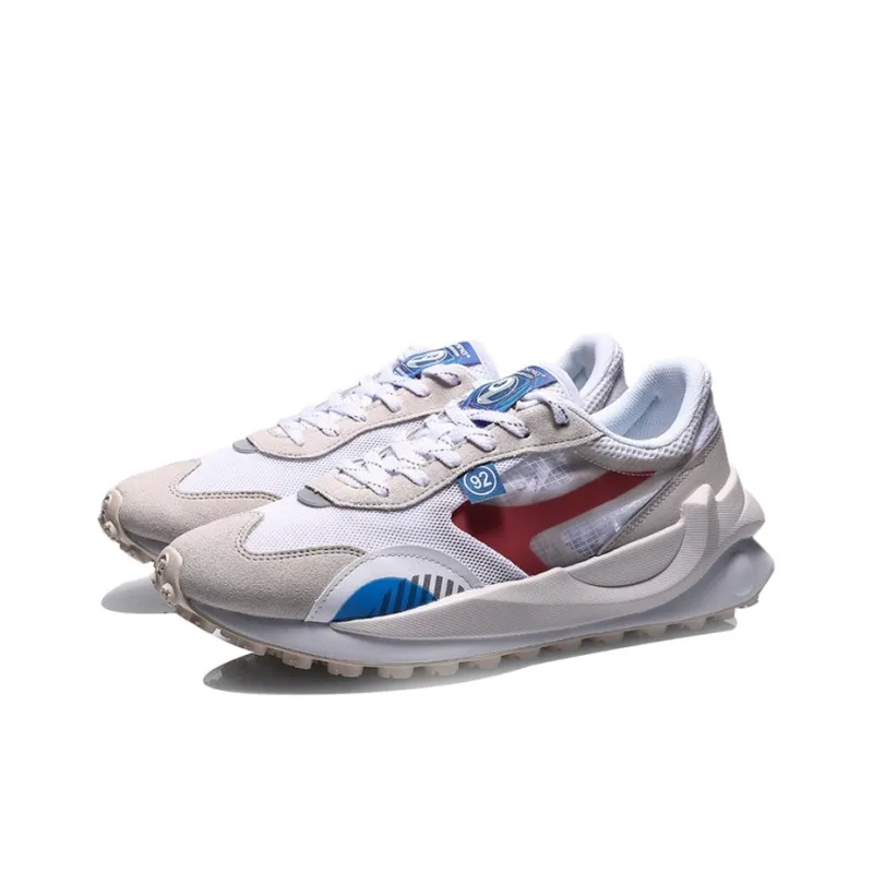 LiNing Cushioning Anti Slip Wear Resistant Breathable Lightweight Reflective Low Top Running Shoes Men's White Gray Red-2