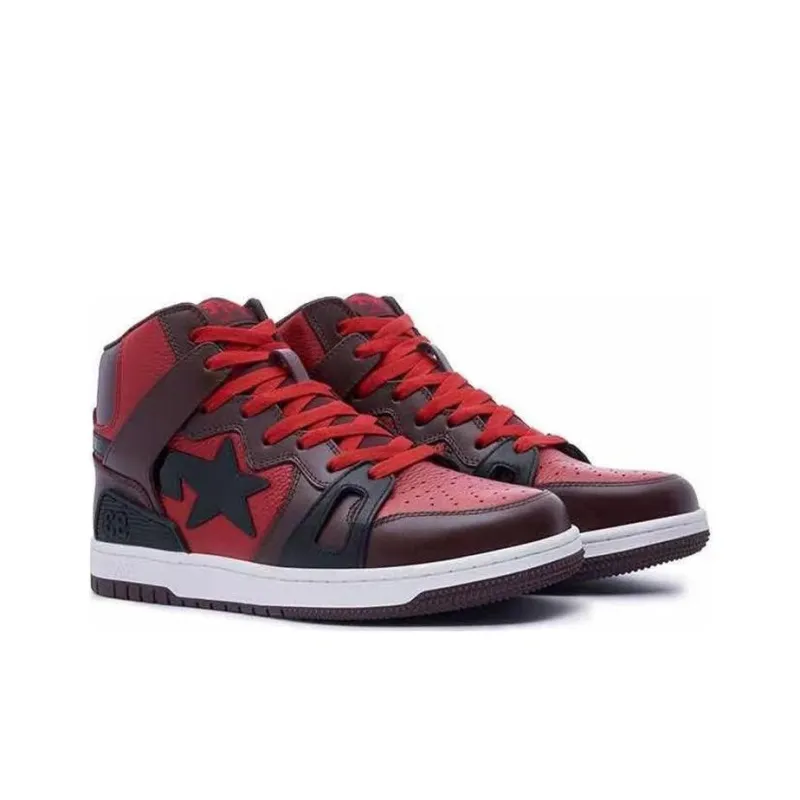 A BATHING APE STA 93 High Stylish Skateboarding Shoes Men's Red Brown-3