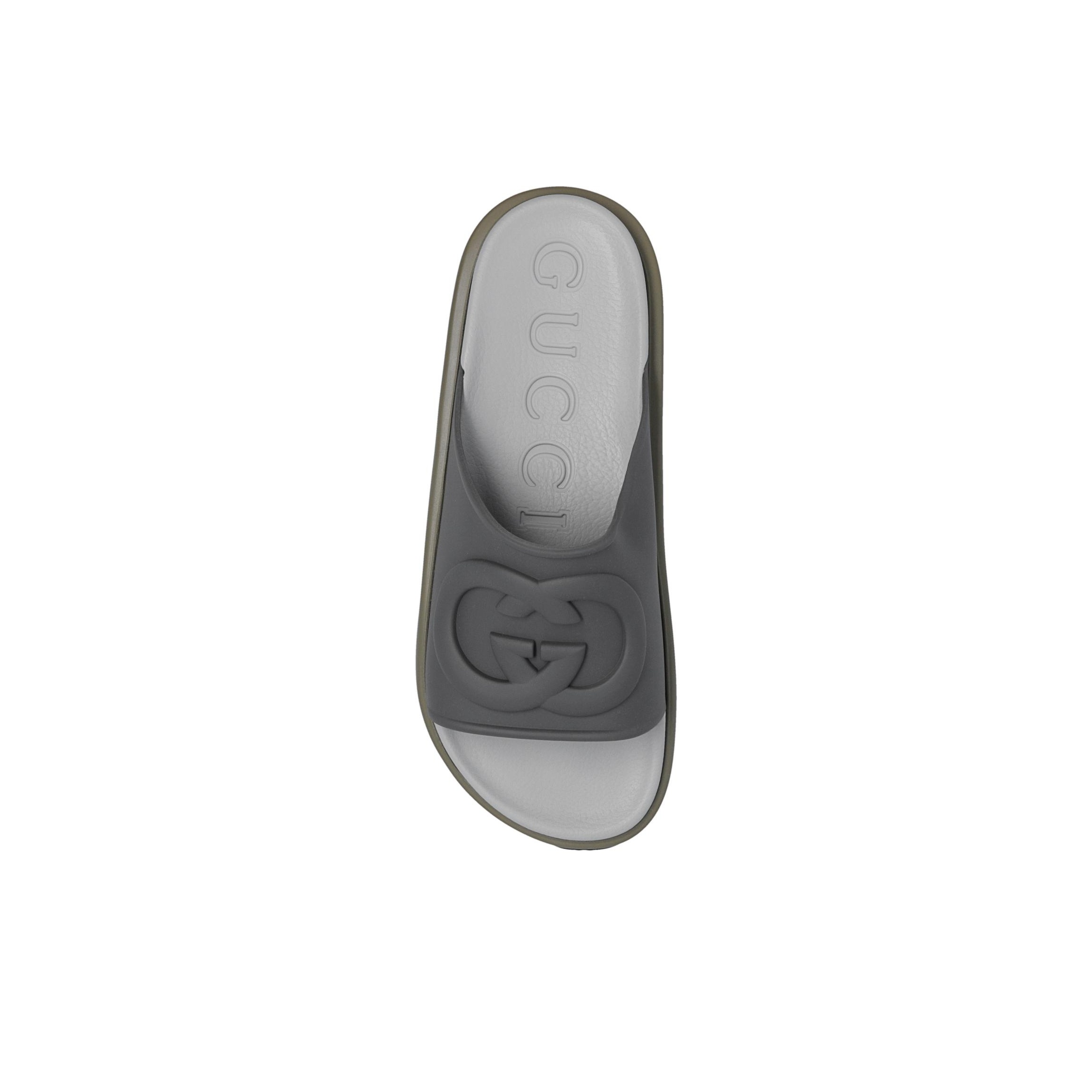 GUCCI Interlocking G Slide Dark Grey Khaki Shoe Box Included GUCCI Interlocking G Slide Dark Grey Khaki Shoe Box Included