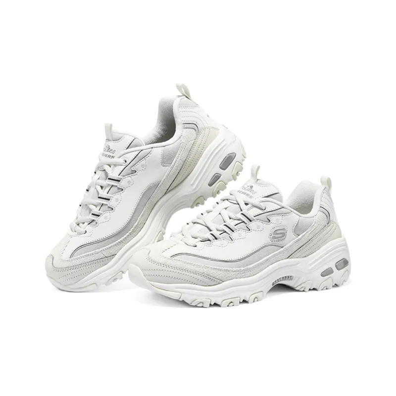 Skechers D'LITES 1.0 Wear resistant And Lightweight Low Top Chunky Sneakers Women's White-3