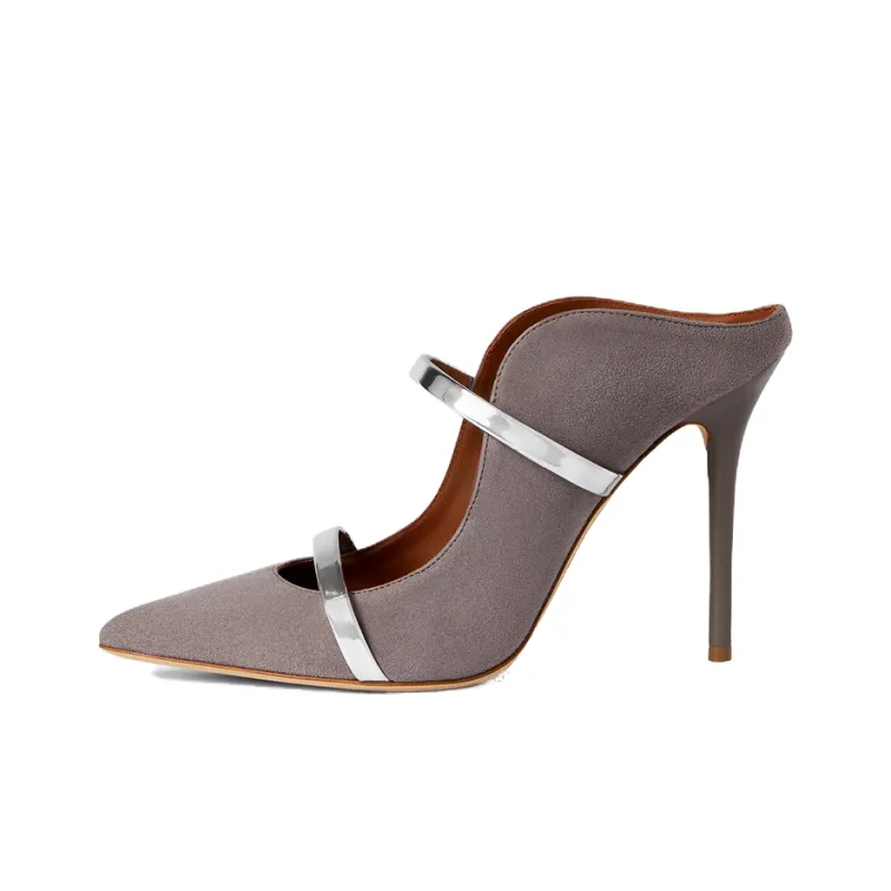 Malone Souliers Maureen Wrap-toe Slippers 10cm Women's Gray-0