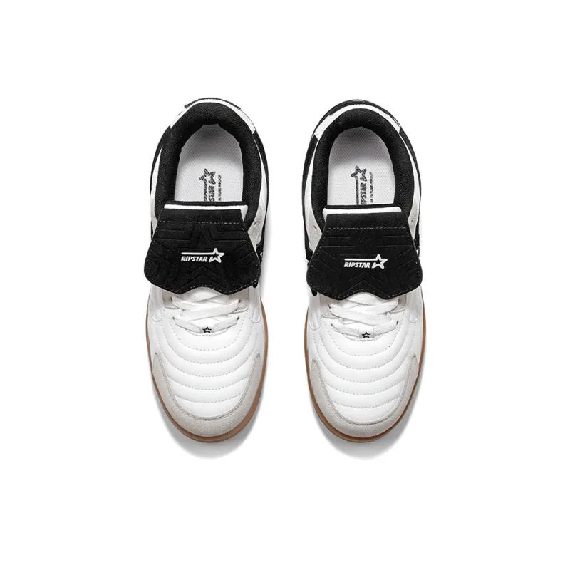 RIPSTAR SOCCER Trainer Black&White Slip Resistant Cushioning Low Top Skateboard Shoes Unisex Black White-4