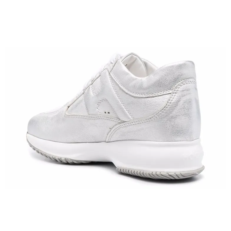 HOGAN Interactive Abrasion Resistant Low Top Casual Shoes Women's Silver-2