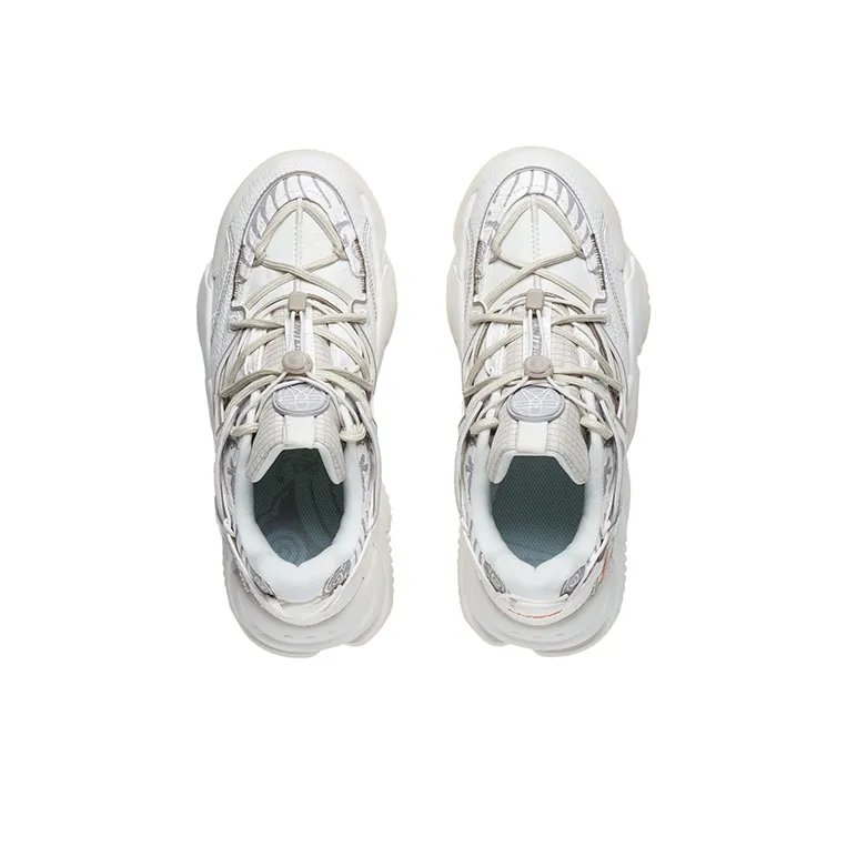 LiNing CF Tracing Anti Slip Wear Resistant Low Top Sports Casual Shoes Women's Mist White-2