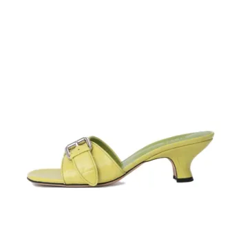 By Far 55mm Elton Crocodile-embossed Leather Mules