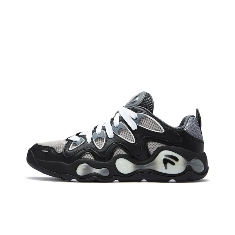FILA FUSION VERTICAL Slip-Resistant Cushioning Low-Top Basketball Shoes Men's Silver Gray Black-0