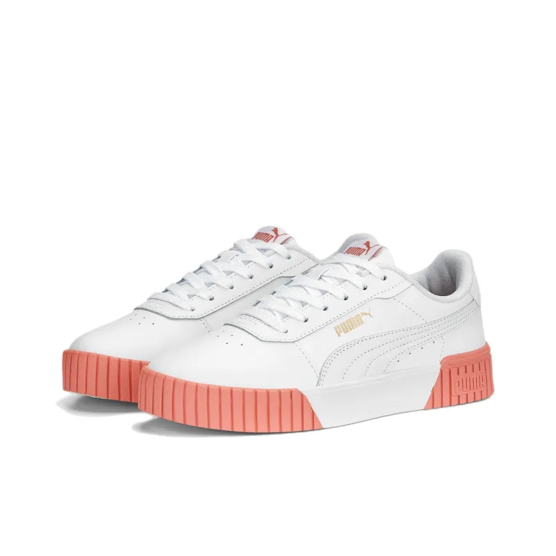 PUMA Carina 2.0 Anti Slip Wear Resistant Low Top Skateboard Shoes Women's White Pink-2