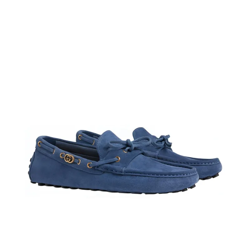 GUCCI Interlocking Beanie Shoes Men's Blue-2