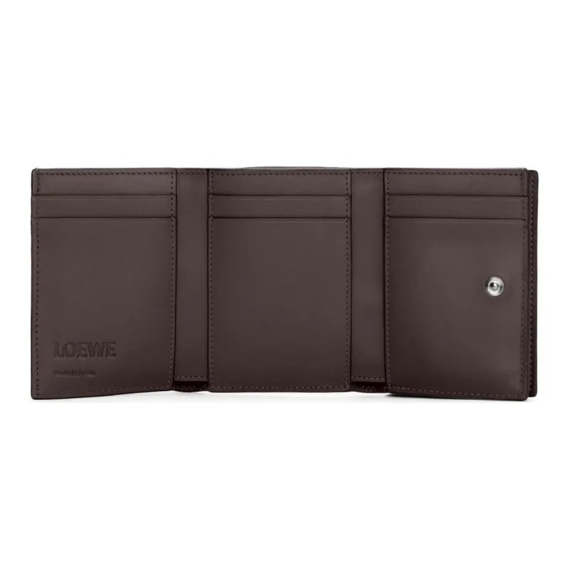 LOEWE Satin With Calfskin Wallet Men's Dark Brown-4