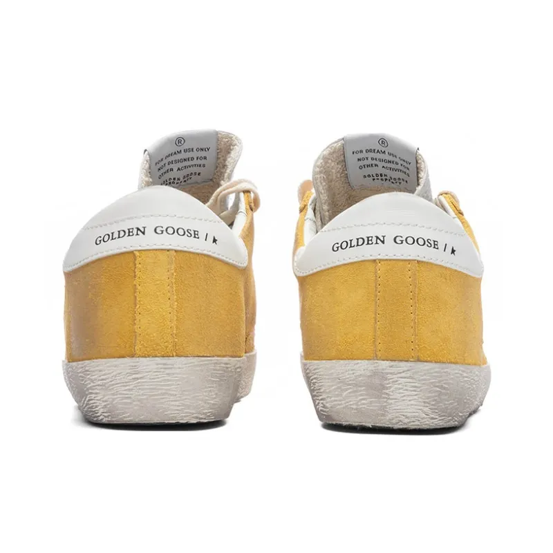 Golden Goose Super Star Stylish Skateboarding Shoes Women's Yellow White Vintage Version-4