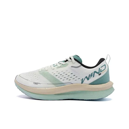 QIAODAN Strong Winds SE Running Shoes Men Low-Top Ivory Jade Green