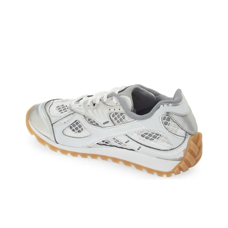 Bottega Veneta Orbit Shock Absorbers With Slip Resistant Features Low Top Casual Shoes Men's Silver White-3