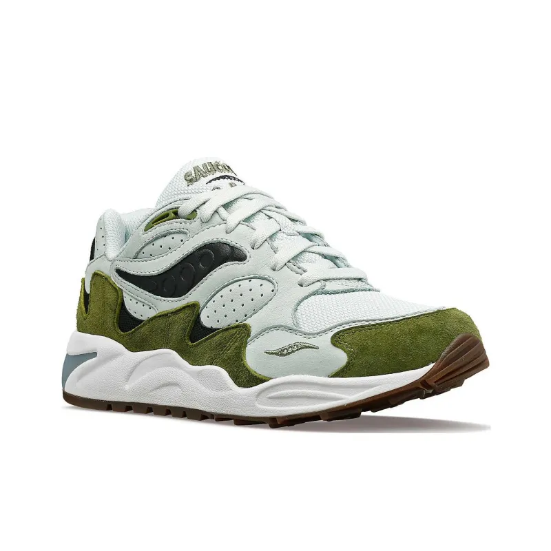 Saucony Grid Shadow 2 Cushioning, Wear Resistant Low Top Casual Shoes Unisex White Green-2