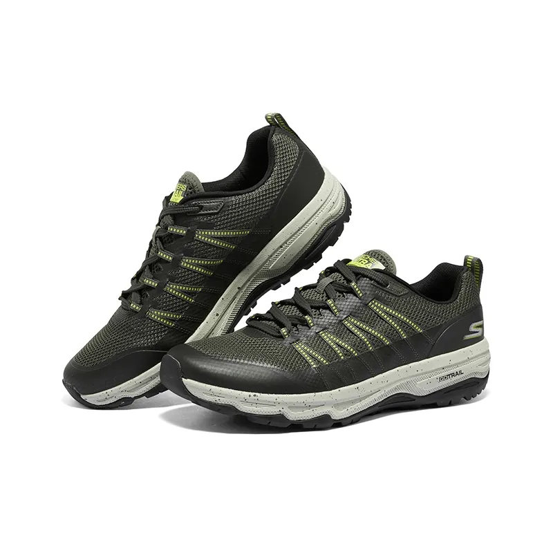 Skechers Go Run Trail Altitude Breathable Low Top Running Shoes Men's Black Green-3