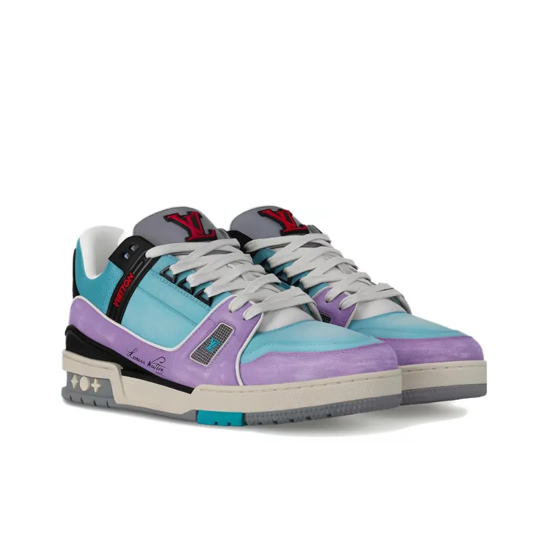 LOUIS VUITTON Trainer Low Top Skateboard Shoes Unisex Blue Purple-2