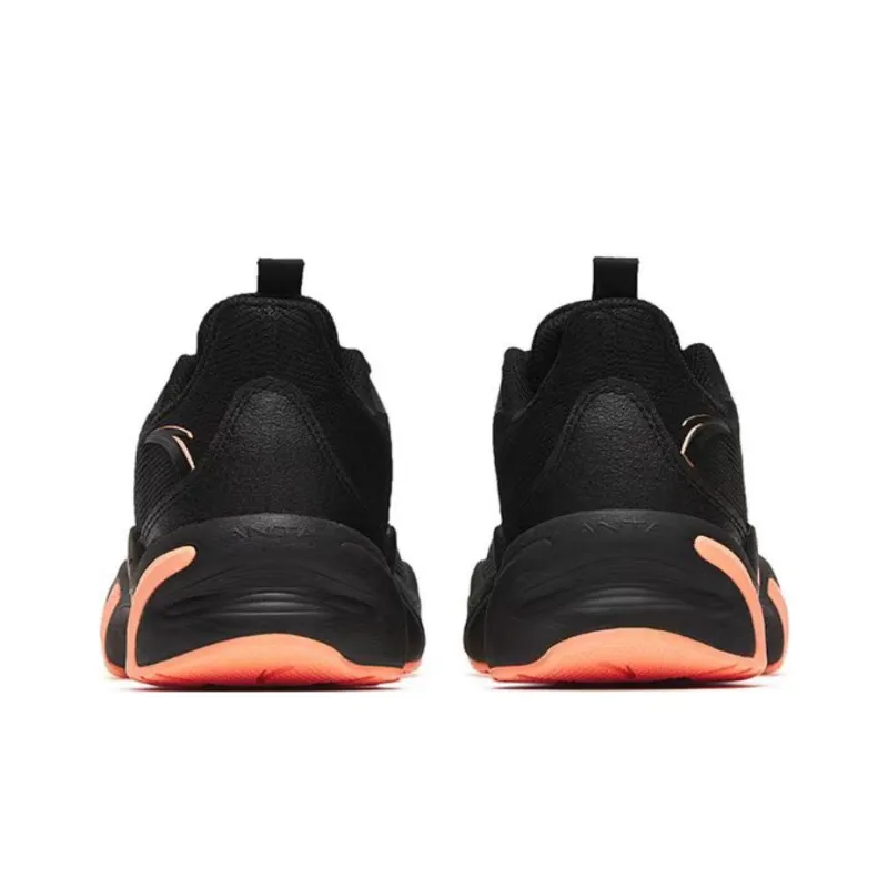 Anta Keep Moving Durable Breathable Low Top Running Shoes Women's Black Orange-3