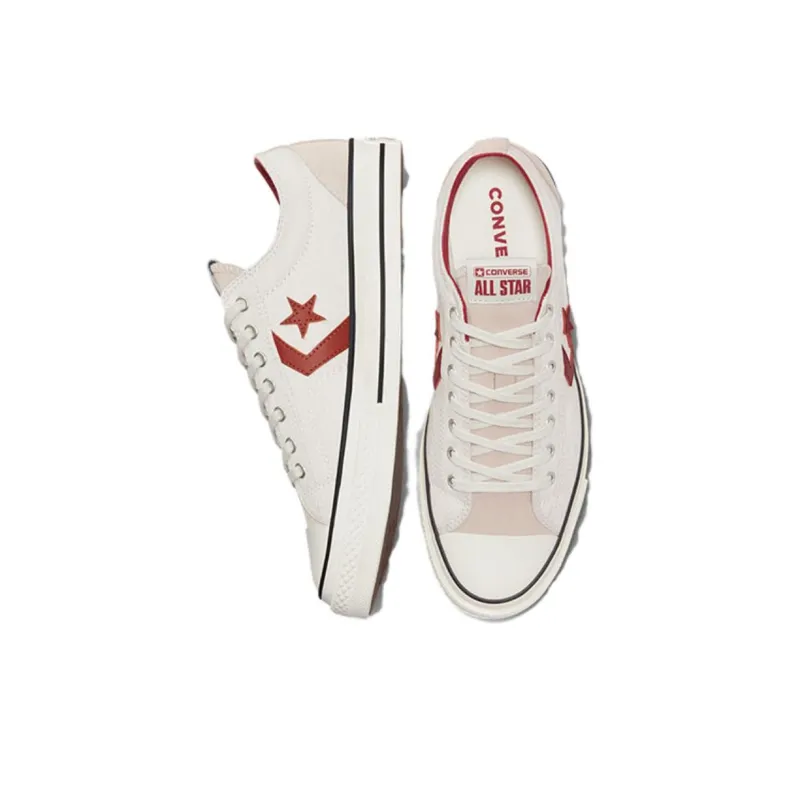 Converse Star Player 76 Anti Slip And Wear Resistant Lightweight Low Top Skateboard Shoes Unisex White Red-3