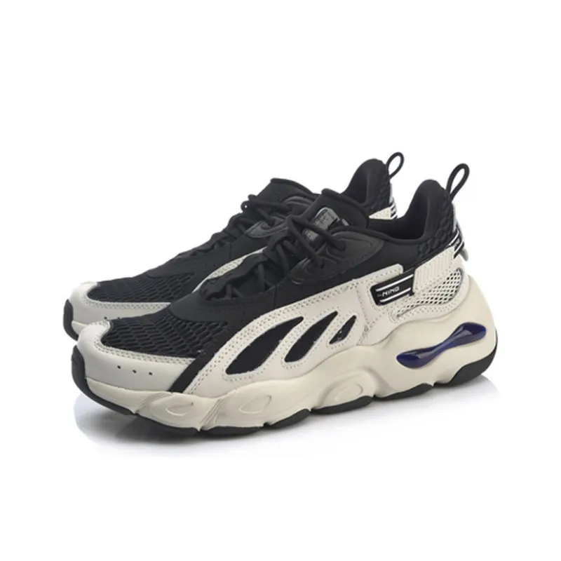 LINING Butterfly Lite Leather Men's Dad Shoes - White/Black/Dark Blue-1