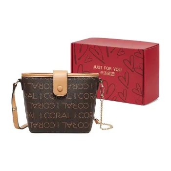 CORALDAISY Synthetic Leather Shoulder Bag Crossbody Bag Women's Ecru/Coffee