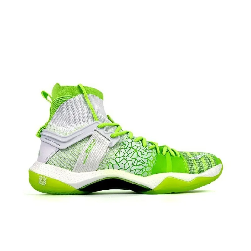 LiNing Roar Second Generation Cushioning Support High Top Badminton Shoes Unisex Green White-1