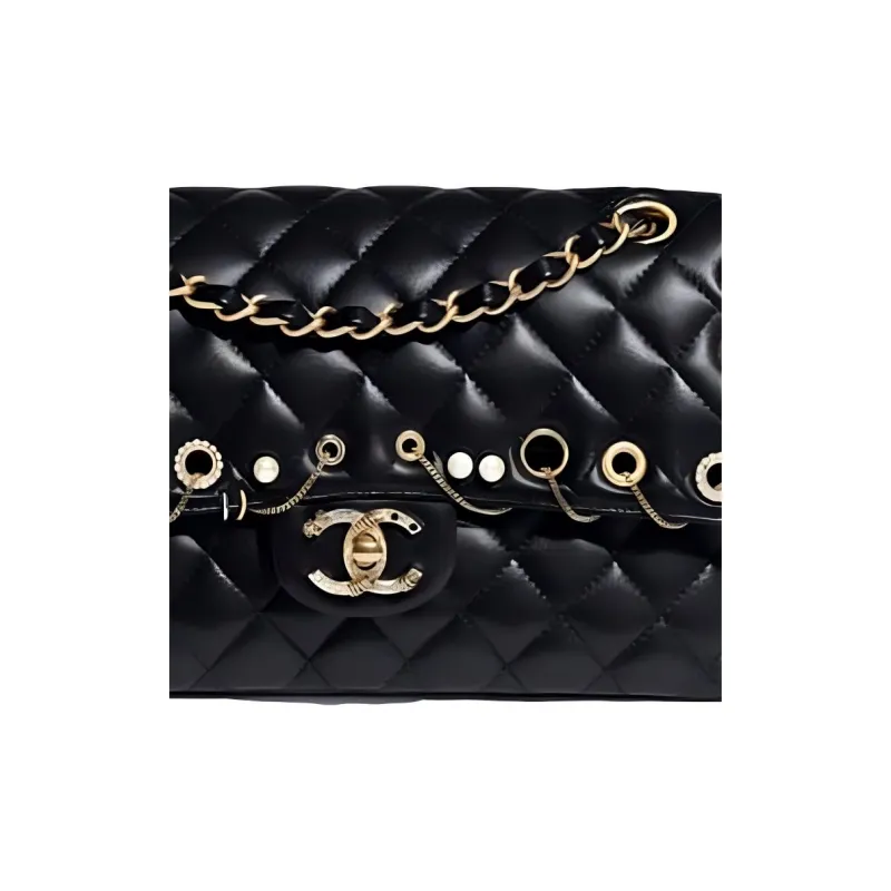 CHANEL Classic Flap CF Lambskin Flap Bag, Chain Bag, Crossbody Bag, Shoulder Bag Women's Black-3