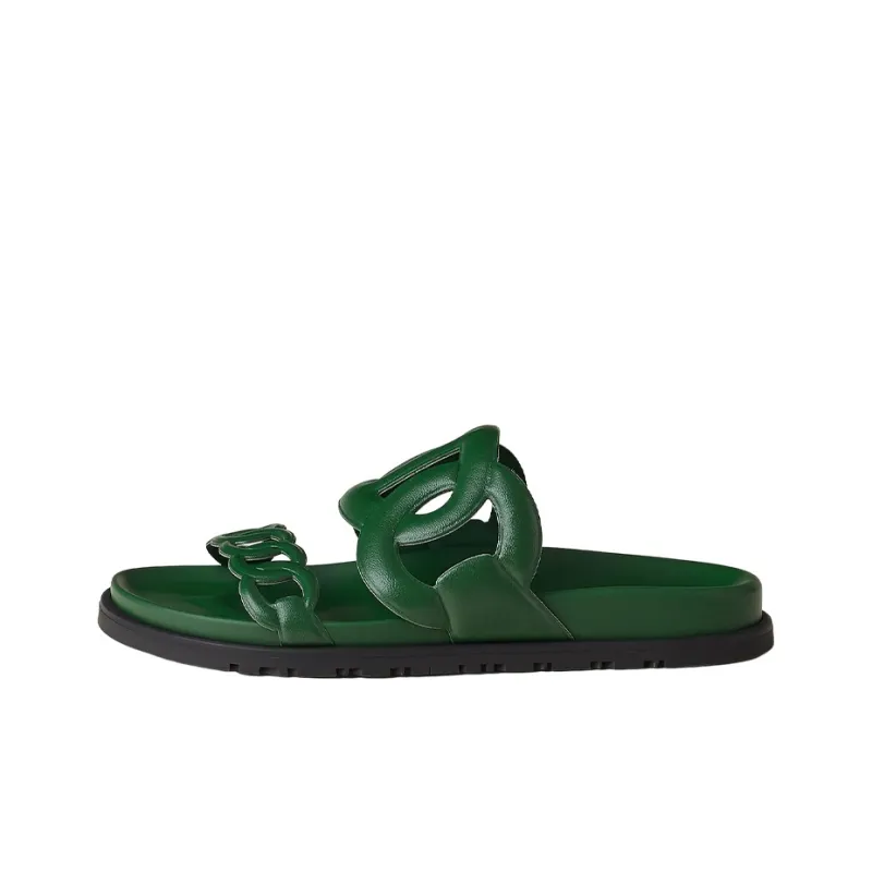 HERMES Extra Stylish Sandals Women's Green-0