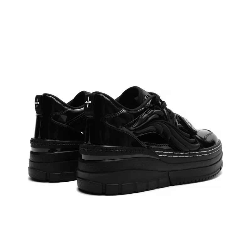 SMFK x LiNing Wave Platform Low Top Skateboard Shoes Women's Black-2
