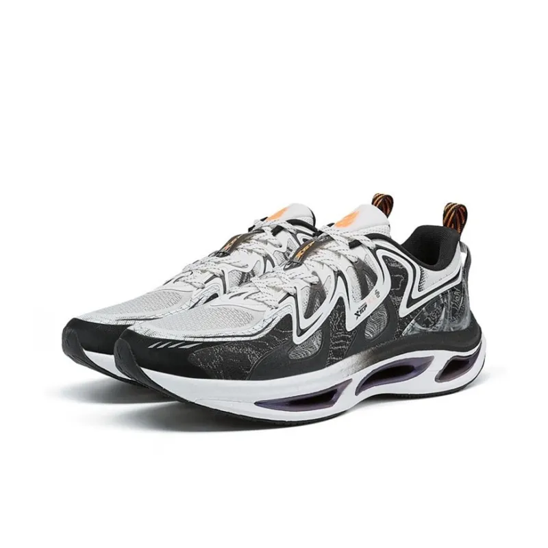 XTEP Shock Absorbers Slip Resistant, Abrasion Resistant, Breathable Low Top Running Shoes Men's Black White-1