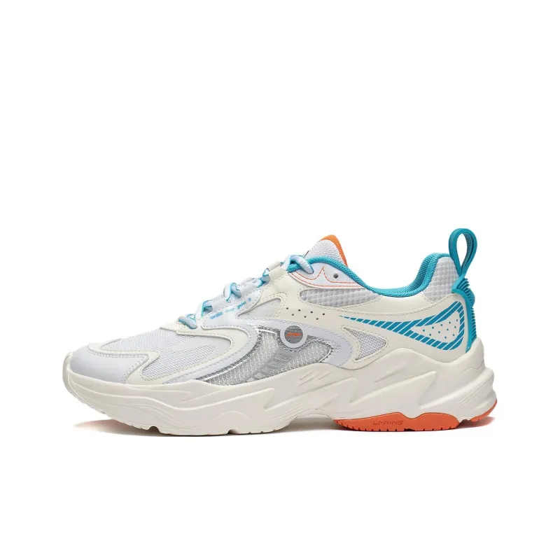 LiNing Meteor Slip Resistant Cushioning Wear Resistant Low Top Running Shoes Ivory Sea Blue-0