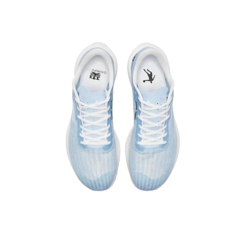QIAODAN Feiying PB2.0 Cushioned Slip Resistant Abrasion Resistant Low Top Marathon Running Shoes Men's Blue White-4