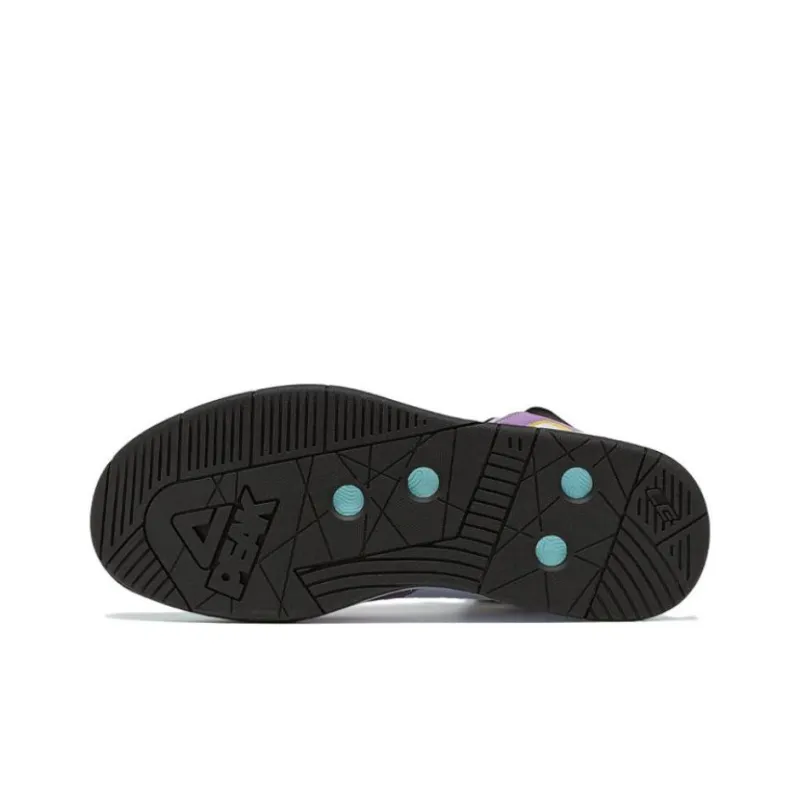 PEAK Taichi 910 Large Triangle Anti Slip Wear Resistant High Top Skateboard Shoes Women's Large White Purple-5