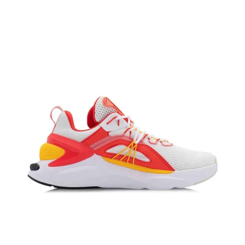 LiNing Fire Cushioning Rebound Low Top Casual Shoes Men's White Red Yellow-1