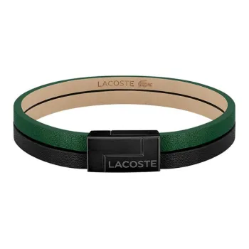 LACOSTE Classic Letter Logo Double Ring Leather Wristbands Men's Green 2040074