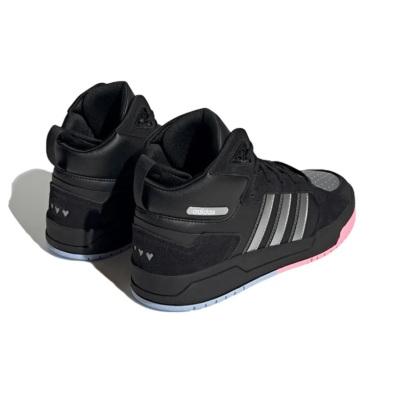 Adidas Neo 100DB Mid Basketball Shoes 'Black Metallic Silver'-3