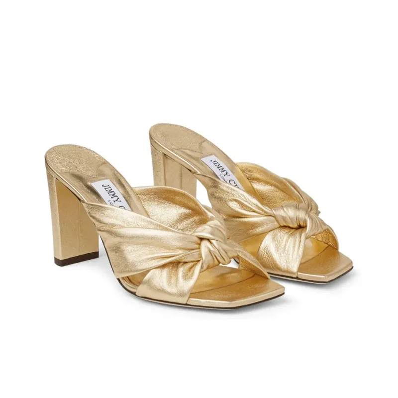 Jimmy Choo Avenue Metallic-finish Leather Mules-2