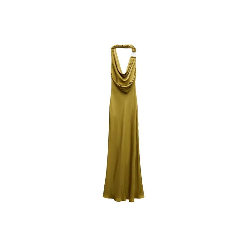 ZARA Sleeveless Dress Women's Olive Green-1