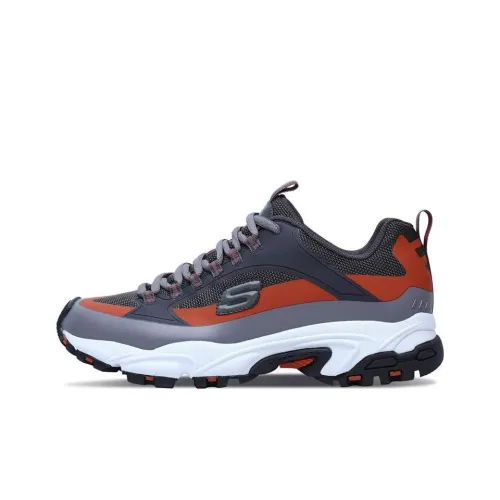 Skechers Stamina Cushioning Anti-Slip And Wear-Resistant Low-Top Chunky Sneakers Gray Orange