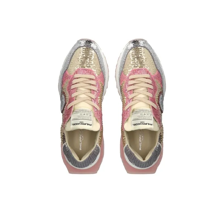 PHILIPPE MODEL La Rue Casual Shoes Women's Low Top Gold And Silver Pink-2
