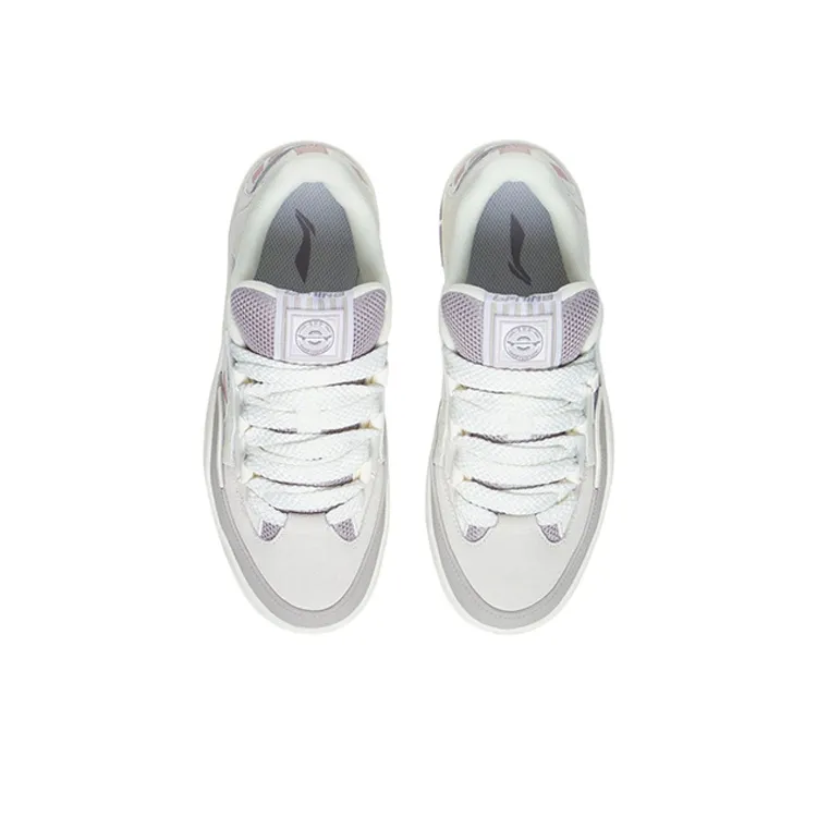 LiNing CF Tracing Cushioning Anti-Slip And Wear-Resistant Low-Top Casual Shoes Women's White Purple-3