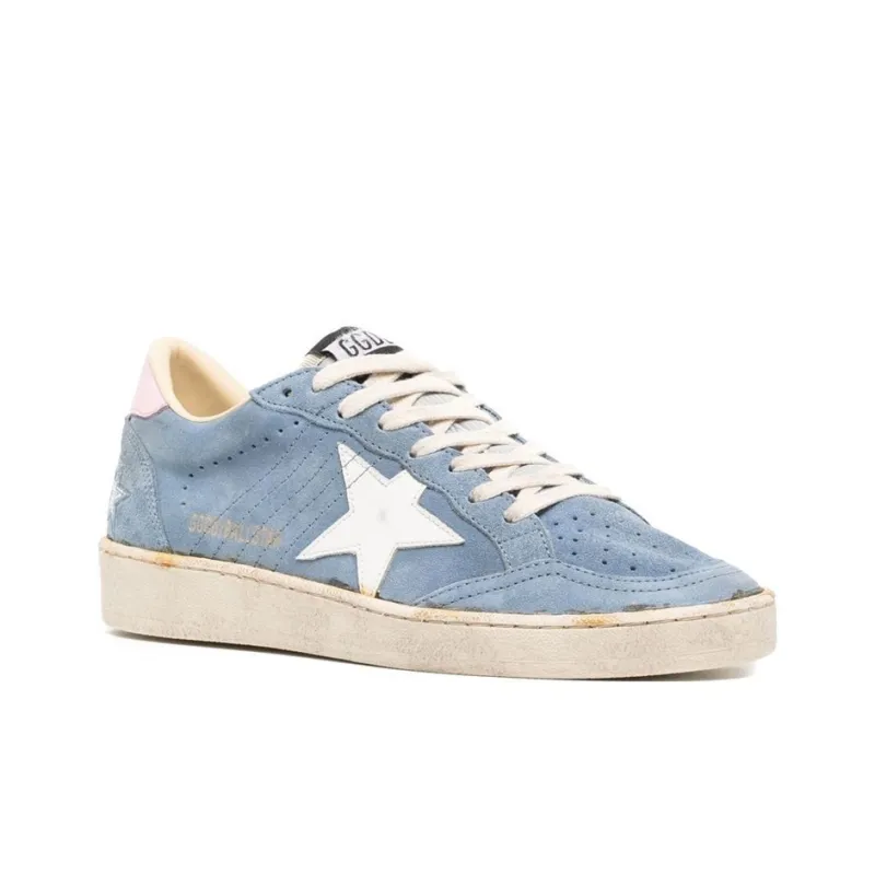 Golden Goose Stylish Skateboarding Shoes Women's Blue Pink Vintage Version-1