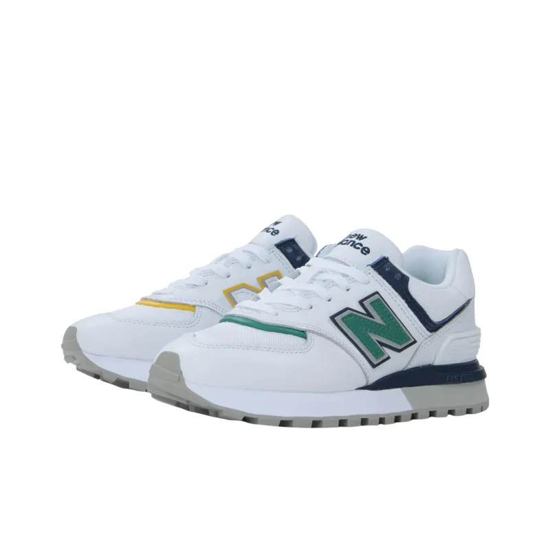 New Balance 574 White Navy Green Yellow Women's-2