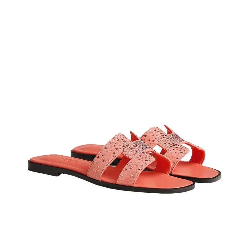 HERMES Oran Slide Slippers Women's Light Pink-3
