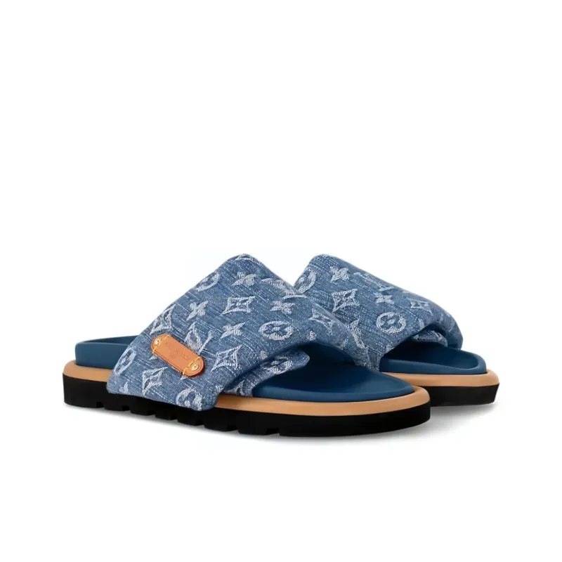 LOUIS VUITTON Pool Pillow Comfort Slide Slippers Women's Blue-2